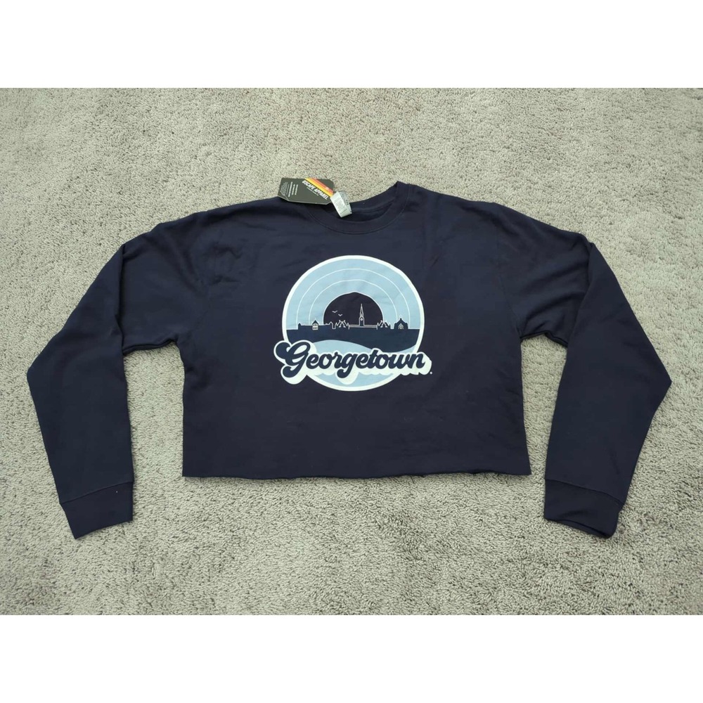 Georgetown Farout Pullover Womens XL Long Sleeve Uscape Apparel Blue Cutoff Crop